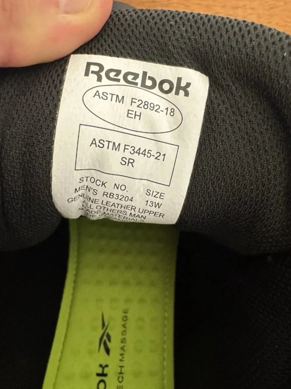 Share Reebok RB3204 Work Boots Men’s 13W EH SR Black Leather Safety Shoes New